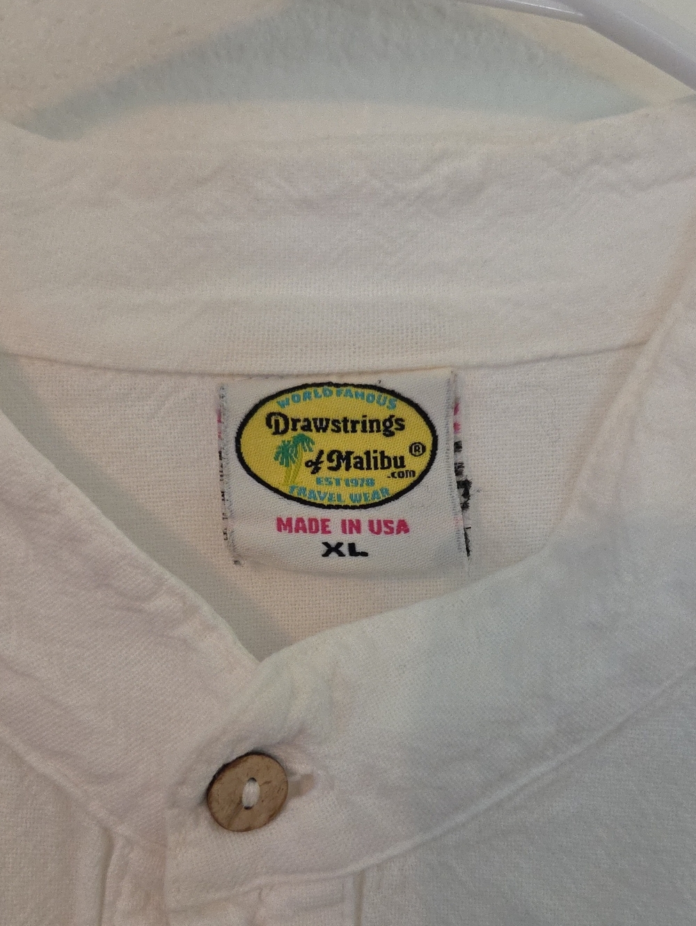 Drawstrings of Malibu White Button Mens Shirt - XL
